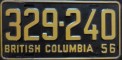 Nummernschilder / Kfz-Kennzeichen Kanada 1956 1950er British Columbia