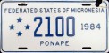 Nummernschilder / Kfz-Kennzeichen Mikronesien, Föd. Staat. 1984 1980er Ponape
