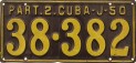 Nummernschilder / Kfz-Kennzeichen Kuba 1950 1950er