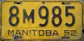 Nummernschilder / Kfz-Kennzeichen Kanada 1952 1950er Manitoba