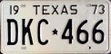 Nummernschilder / Kfz-Kennzeichen USA 1973 1970er Texas TX