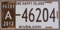 Nummernschilder / Kfz-Kennzeichen Aruba 2012 2010er Aruba