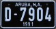 Nummernschilder / Kfz-Kennzeichen Aruba 1991 1990er Aruba