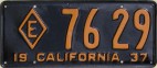 Nummernschilder / Kfz-Kennzeichen USA 1937 1930er california ca