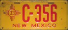 Nummernschilder / Kfz-Kennzeichen USA 1933 1930er New Mexico NM