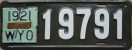 Nummernschilder / Kfz-Kennzeichen USA 1920 1920er Wyoming WY