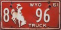 Nummernschilder / Kfz-Kennzeichen USA 1961 1960er Wyoming WY