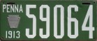 Nummernschilder / Kfz-Kennzeichen USA 1913 1910er Pennsylvania PA