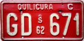 Nummernschilder / Kfz-Kennzeichen Chile 1962 1960er QUILICURA