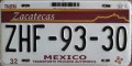 Nummernschilder / Kfz-Kennzeichen Mexiko 2008 2000er Zacatecas